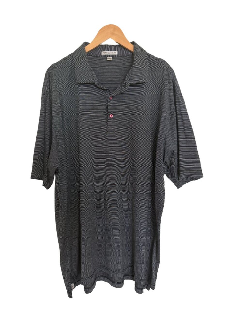 Peter Millar Shirt Men XXL Black White Stripe Performance Polo Golf Cotton